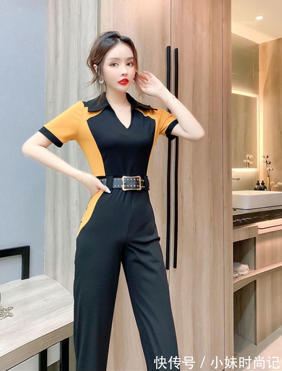 时尚|洋气女王,时尚阔腿御姐高腰连体裤