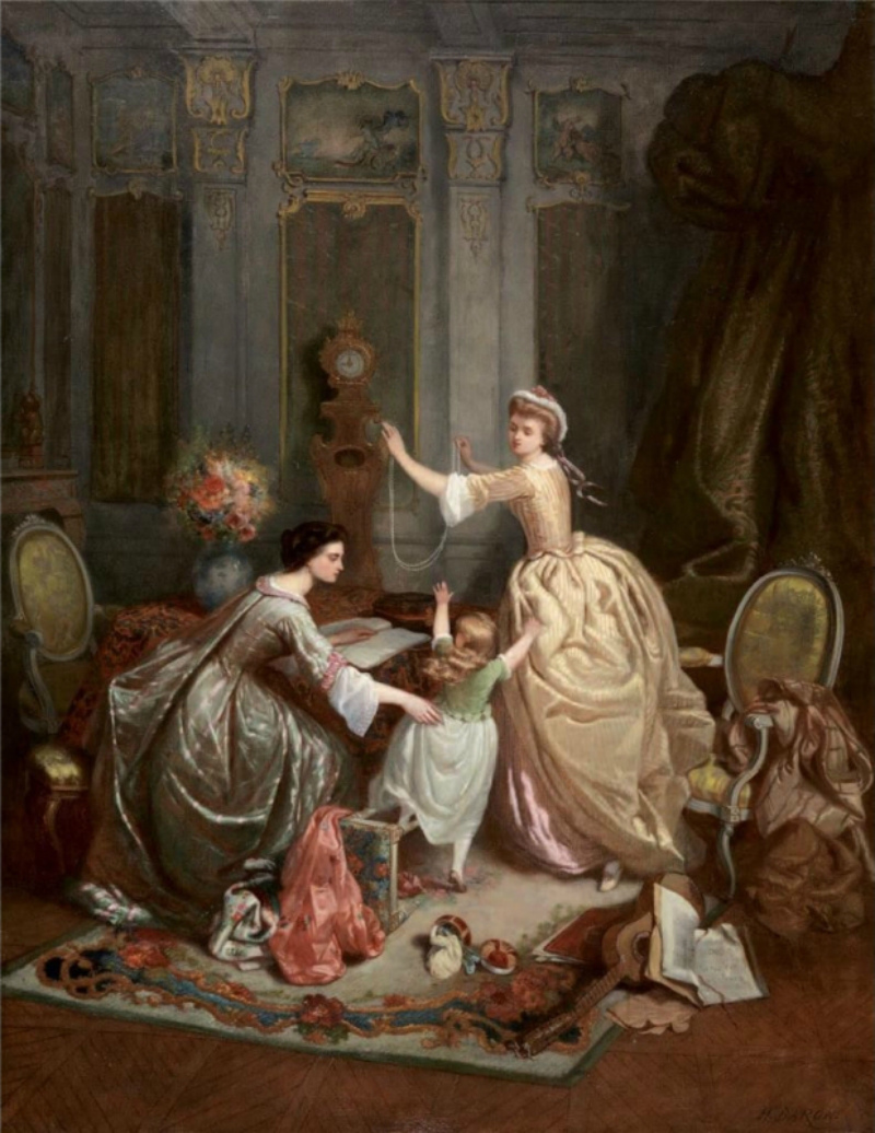 安托万!法国画家亨利·查尔斯·安托万·男爵嬉闹的生活人物油画