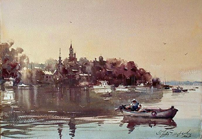 水彩画!水染的建筑与街道,塞尔维亚水彩画大师Dusan Djukaric作品(一)
