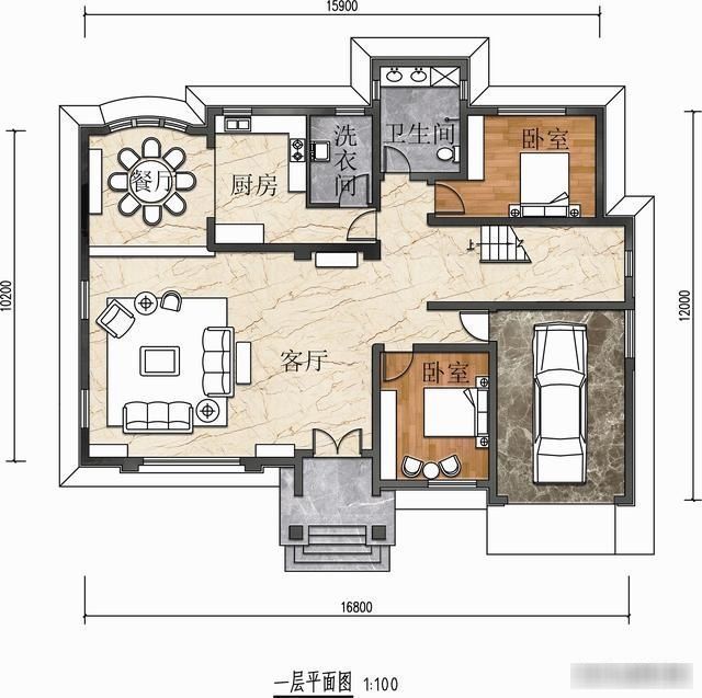 卧室|三层农村自建房户型图设计，带车库，一层带多少间卧室才算合适