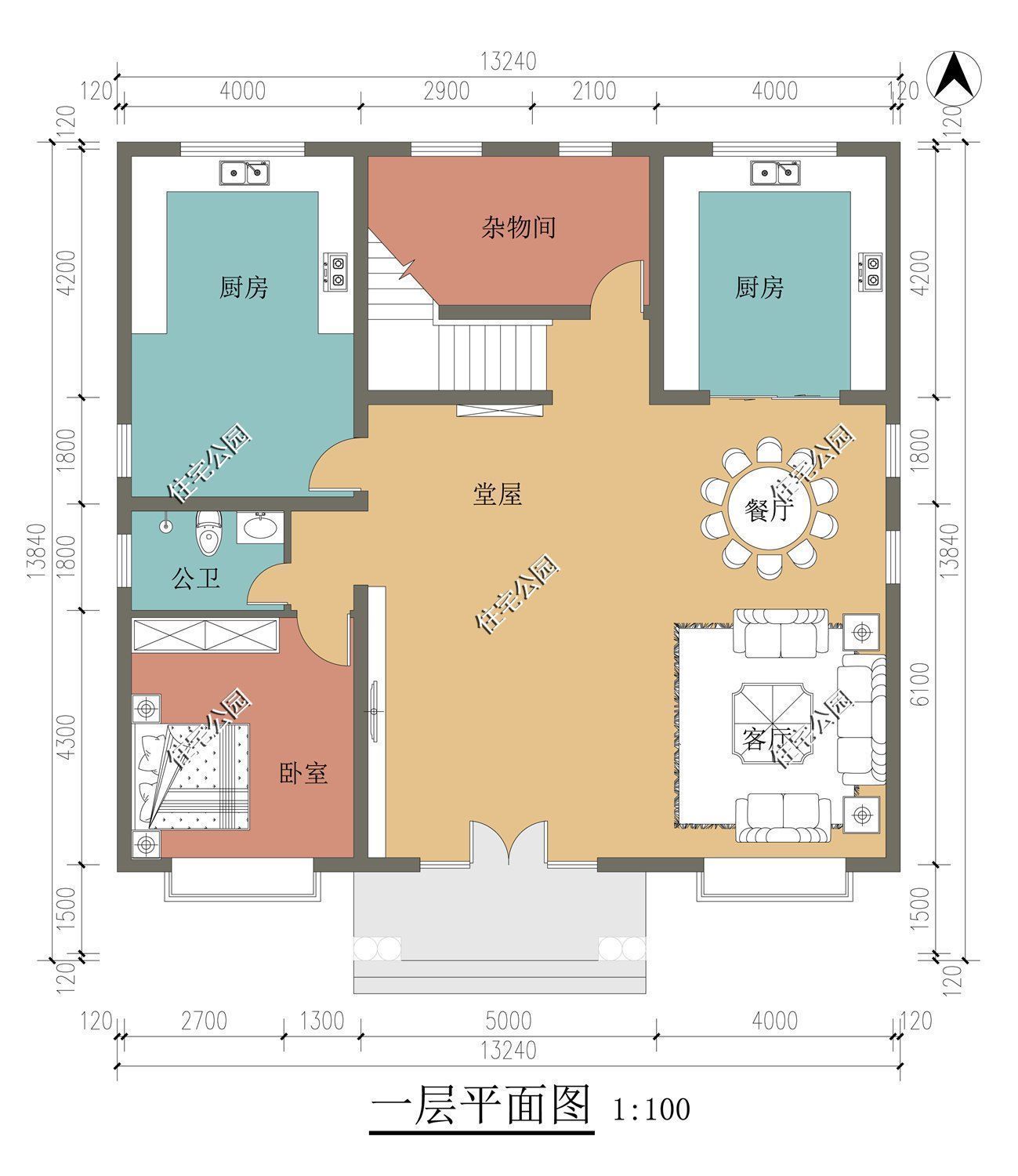 户型|13×13米农村欧式别墅，户型方正超级抢手，40万的造价就能盖