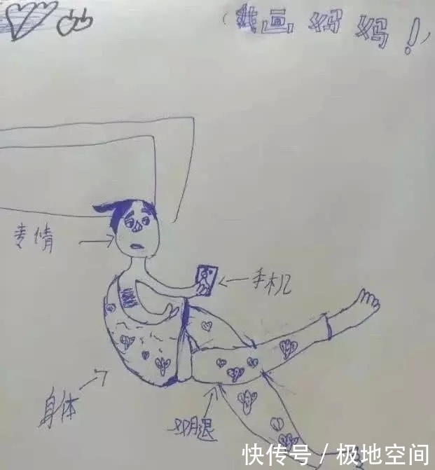 神作|老师让熊孩子画妈妈睡觉的样子，孩子的神作让网友们笑尿