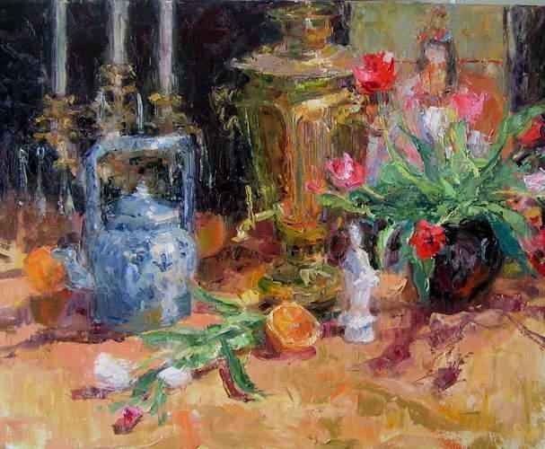 塔尔萨大学&窗外的景色 浓郁的色彩,戴安娜·恩斯沃思的风景油画