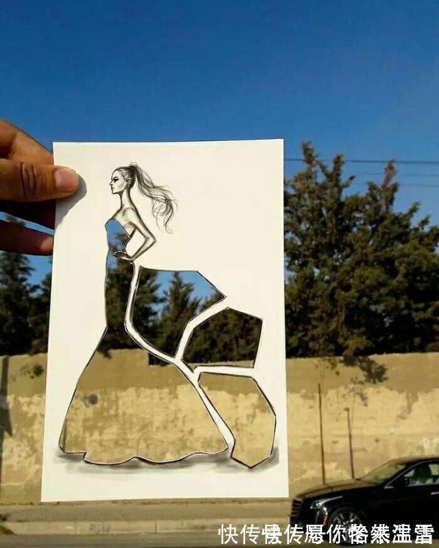 惊艳&这才是灵魂插画师!手绘图只画一半也惊艳,这衣服效果比高定还美