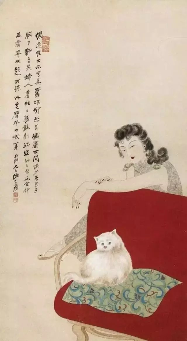 张大千绘制|国画里的旗袍