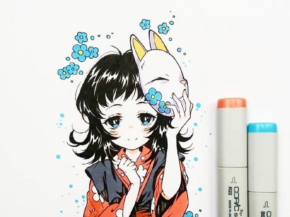 我妻善逸|马克笔绘制动漫角色，效果堪比电脑绘制，颜色清晰清淡