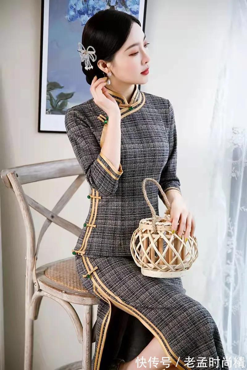 格子|格子旗袍是女装中经典流行元素,不挑身材不挑人,展露柔美好风情