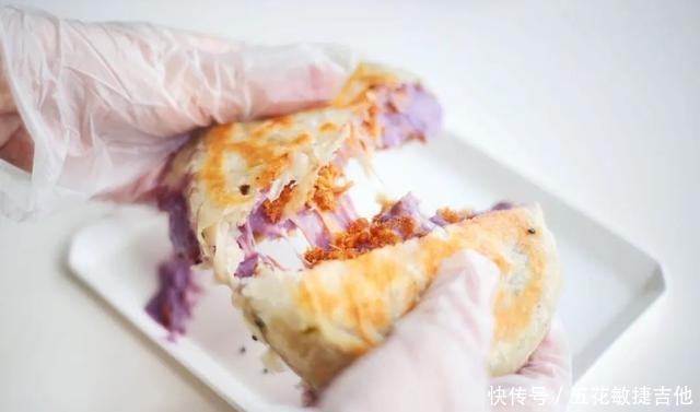 紫薯|手抓饼花样吃(紫薯芋泥肉松芝士)