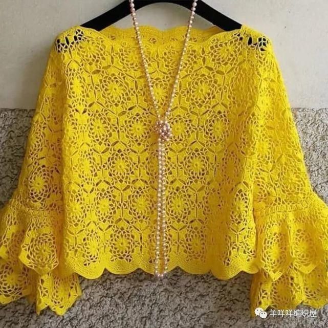 几款钩针长袖套头衫，参考图解