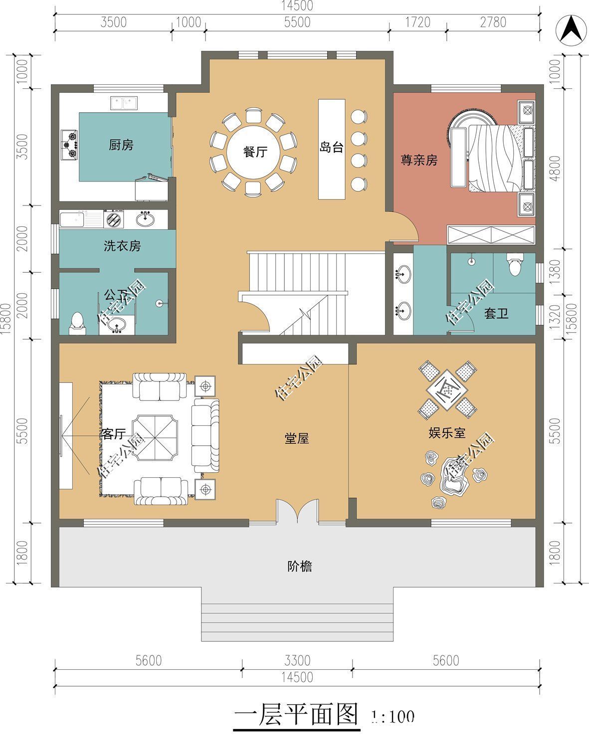 小知识|14×15米二层法式别墅，高规格主搭配宽敞堂屋，这才是讲究住宅