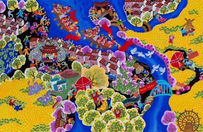 龙腾狮舞|文化走亲 云端悦展 嘉善姚庄农民画颂新时代