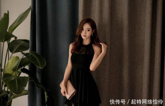 美图|晴天美图孙允珠,巧克力真丝小魔女风俏皮洋裙