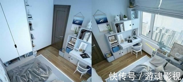 矮柜|床头不得已靠窗,一招化解:加一字形20cm宽矮台面,也当床头柜用