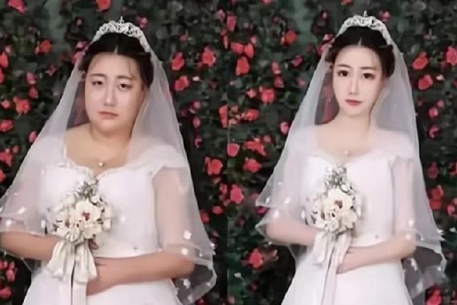 网红感|“婚照P到认不出自己”前后差距太大!这样的婚纱照有意义吗?