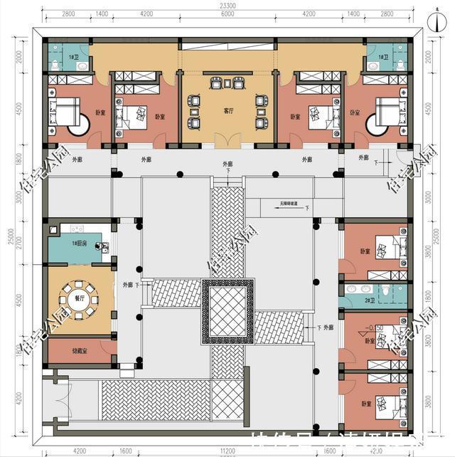 平面|2021年农村建房子，推荐这15套中式小院，造价便宜还实用