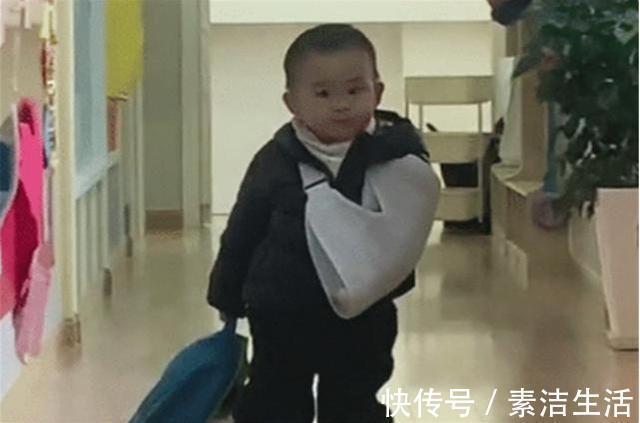 父母|3岁孩子手臂骨折,还坚持带伤去幼儿园,走出一副“大佬”的气势