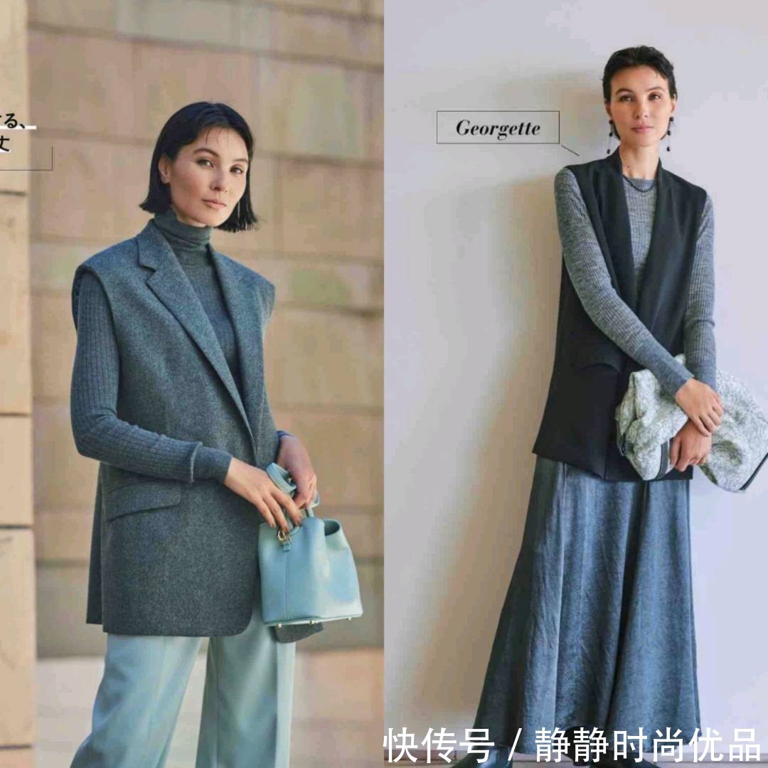 顺色系 秋天“针织衫”选素不选花！大龄女性照着穿搭，优雅气质凸显