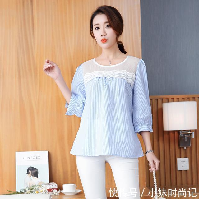 肉肉|时尚显瘦的短袖上衫,胖妹妹的臭美搭档