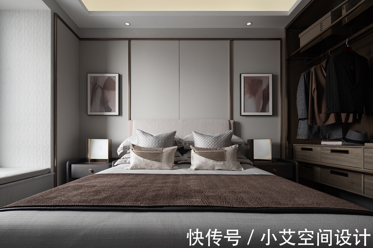 吊灯|234㎡软装设计,优雅色调和流畅曲线结合!