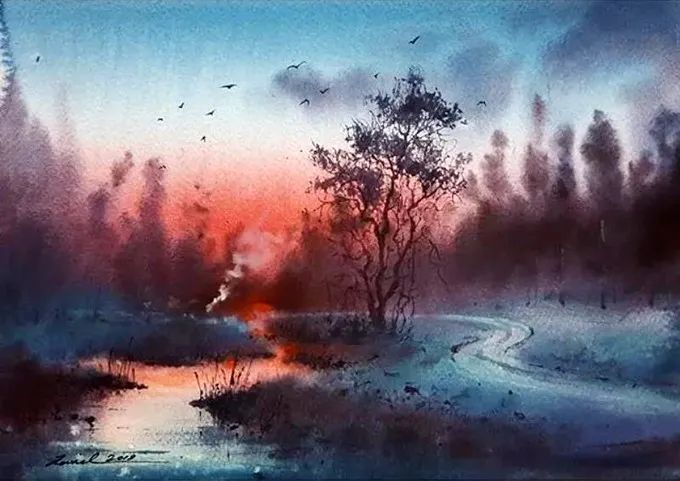 画面!极具美感的蓝绿水彩色调,如此画面,令人爱不舍手