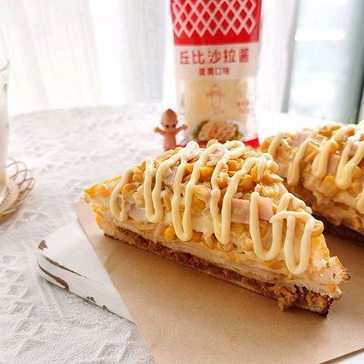 火腿片|芝士玉米肉松三明治