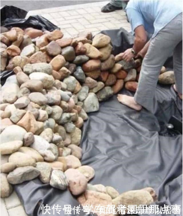 水泥|破旧一楼院子摇身一变精致花园!鹅卵石粘的花坛鱼池,完全看不腻!