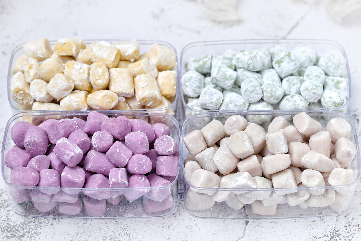 自制手工芋圆，四种颜色零添加，Q弹营养又简单，夏日必备小甜品