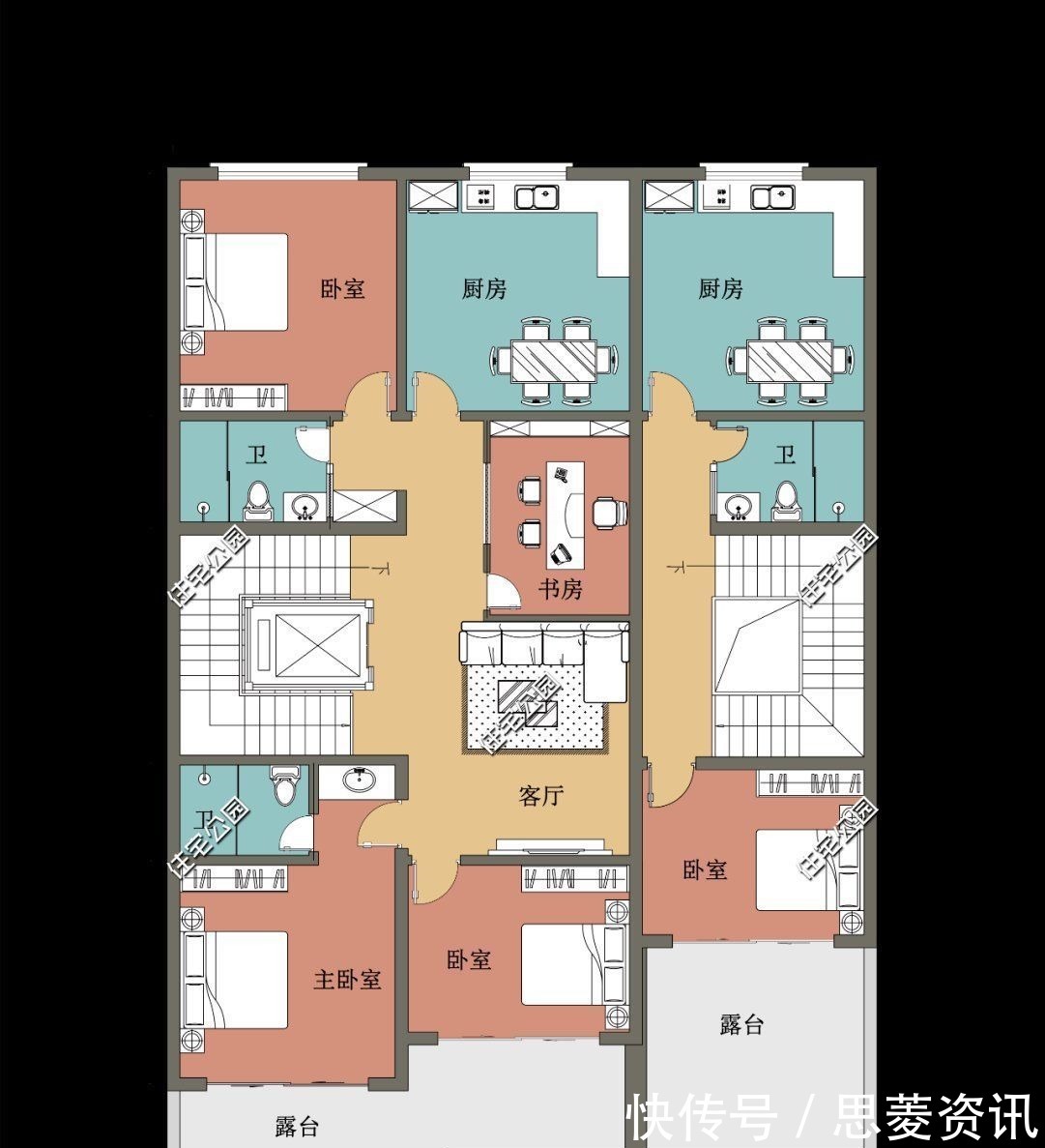 双拼|12×19米四层农村别墅，每层都有厨房客厅，自住、出租都能满足