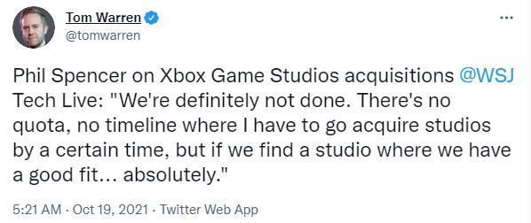 游戏工作室|Xbox总裁菲尔斯宾塞：微软将收购更多游戏工作室