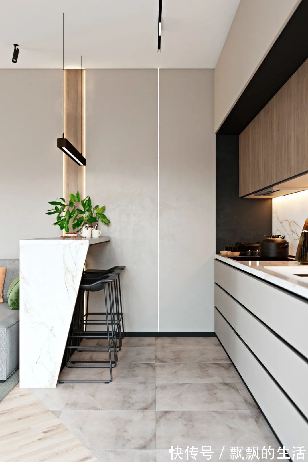 温馨|100㎡现代简约,不规则的三房户型,开放式格局,自然而温馨