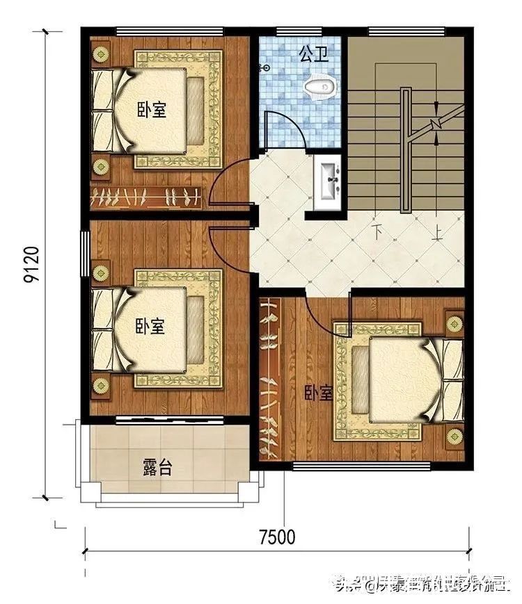 露台|四川自贡三层新中式风格别墅 小面宽设计 三层带大露台双拼别墅