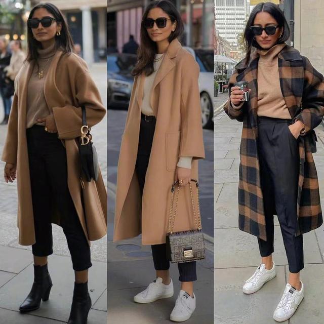 好看的穿搭谁都喜欢！“大衣+裤子”正流行，显瘦显气质