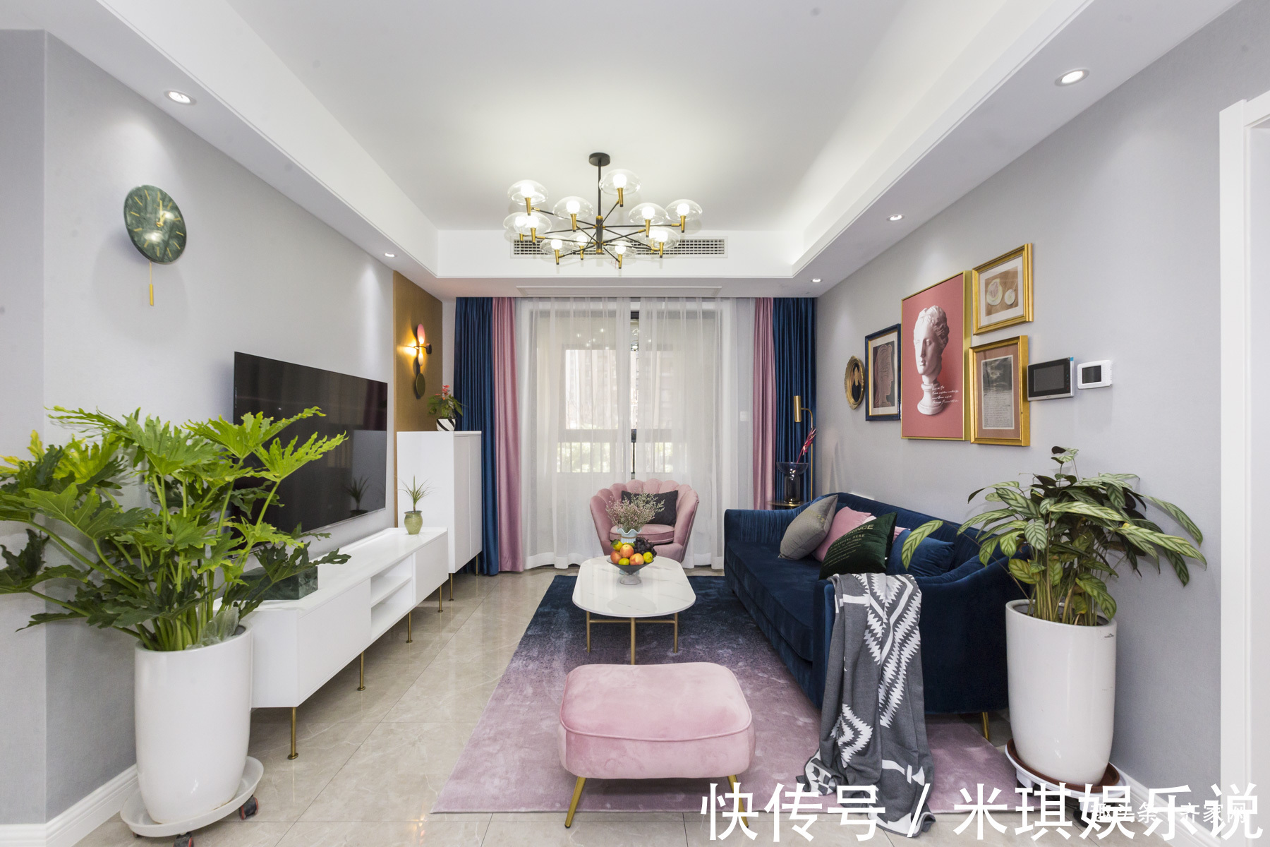 大理石|现代轻奢，蓝粉主色调搭配大理石，金属元素，深受现代人喜爱！