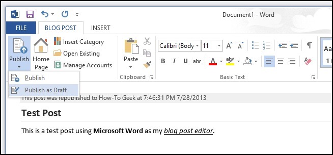 如何使用MicrosoftWord 2013创建博客文章