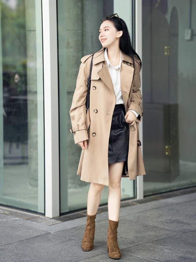 调节扣|秋冬,怎么穿性感女人味?风衣配白色衬衫和白色短裤,秀出大长腿