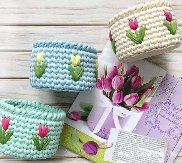 布条这样钩织,快速变收纳筐,放家里不好用吗DIY编织附教程