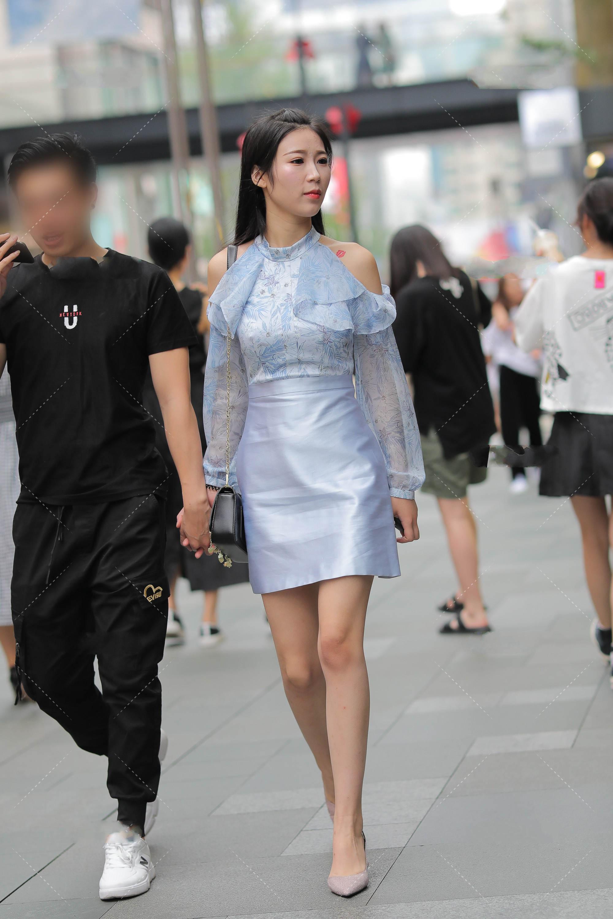 清新|一袭蓝衣, 裙摆飘飘, 清新美丽