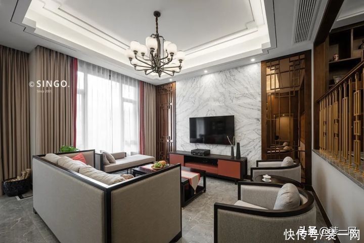 别墅|300㎡新中式实景的“方圆人生”，对称式别墅显中式传承
