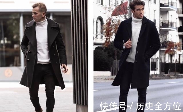 亮色系 男生黑色大衣百搭时髦，掌握4种配色方式，搭配酷帅利落又不单调