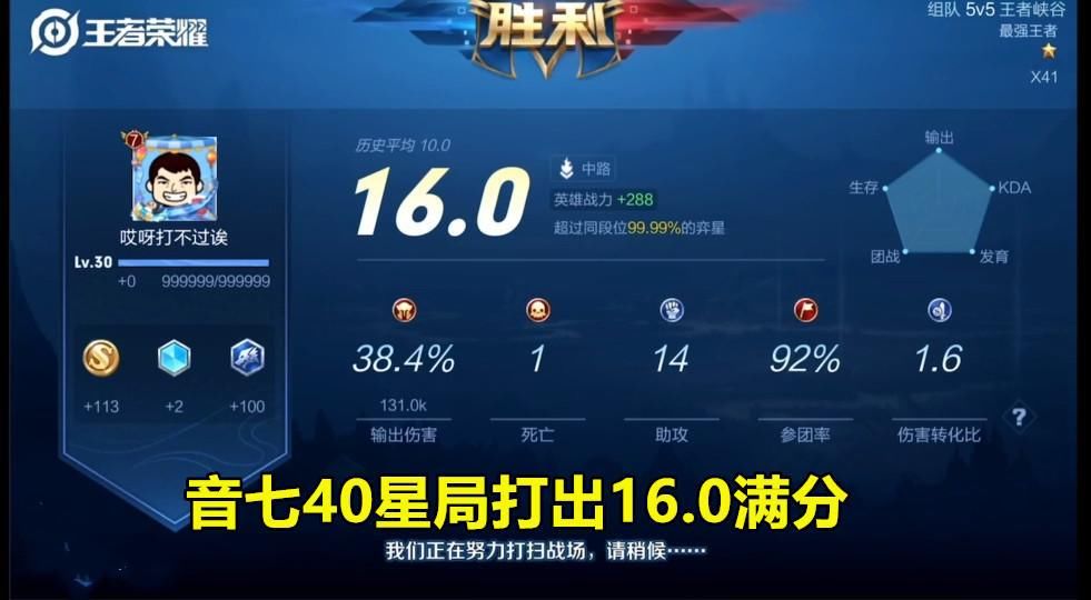 王者|弈星出场率倒数第一，真的很弱？斗鱼音七王者40星打出16.0