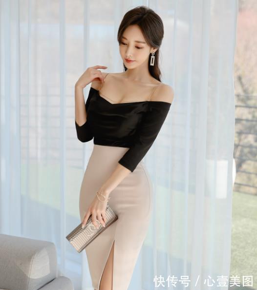 高腰|女神孙允珠高清时尚搭配:晓庭雨墨夜风早樱高腰拼搭裙