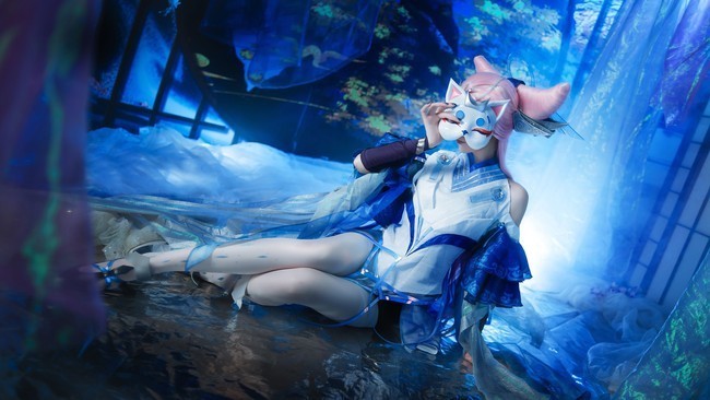 半遮面|cos：貂蝉猫影幻舞 镜之花 水中月 弦声起 半遮面