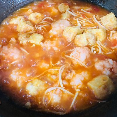 番茄金针菇虾滑汤