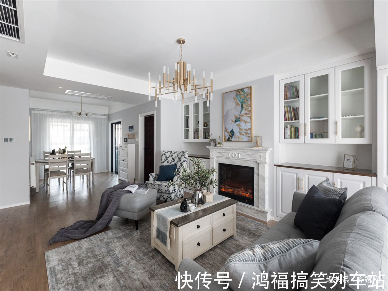 装饰画|136平美式轻奢,卧室金属球形吊灯,洗手间镜柜设计,创意又实用