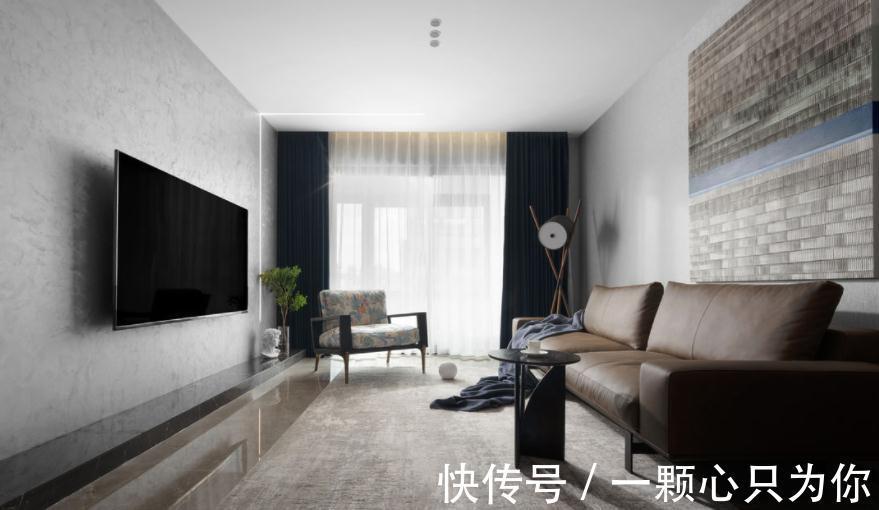 吧台|灰蓝装点大空间,简约元素渲染家居,融合成独特的现代风格