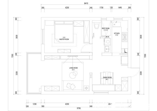 全屋|70㎡两居拆掉一间房成就一个大客厅!