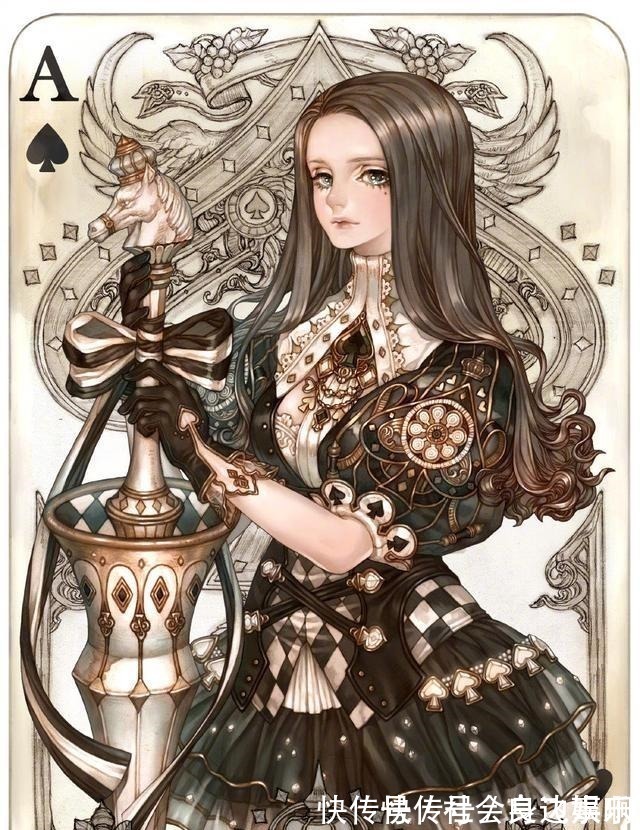 黑桃|画师绘制“卡牌真人化”,采用复古中世纪风格,变身繁琐风美少女!