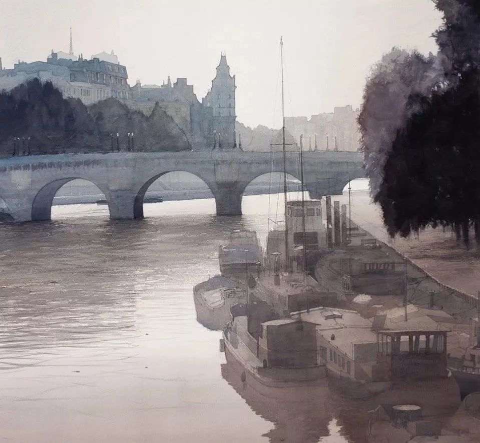 美术学院#Charles Villeneuve 的超美的城市风情水彩！