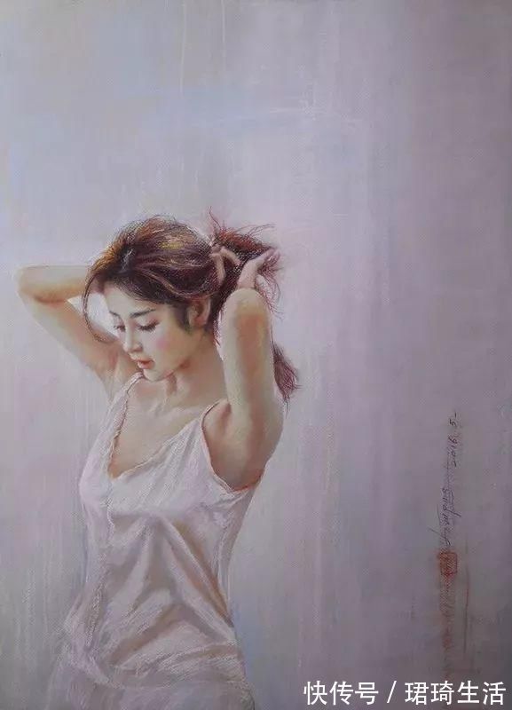油画作品!她画出有东方的女韵味子,画面有令人惊艳的幻觉
