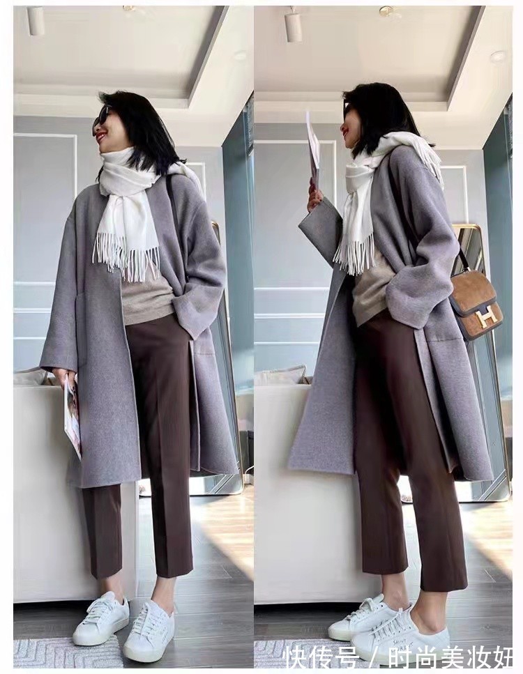 天蓝色 今年大衣别再配打底裤了,搭配这几种长裤更高级,保暖又时尚